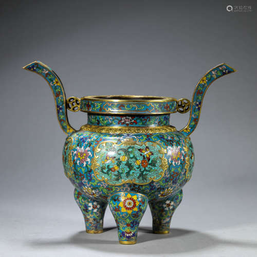 Cloisonne Enamel Double-Eared Censer