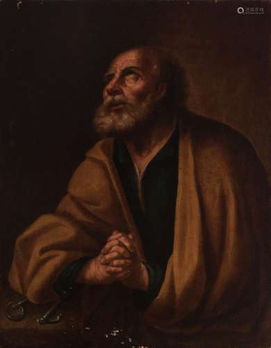 Andalusian school; 17th century."Saint Peter".Oil ...