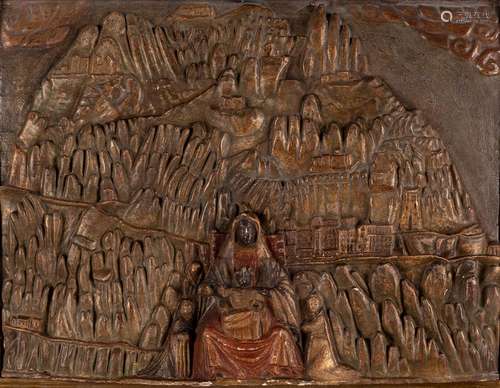 Catalan school, 17th century.Virgin of Montserrat.Relief in ...