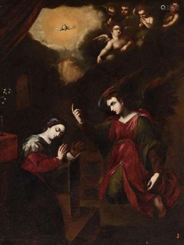 Andalusian school; 18th century."Annunciation".Oil...