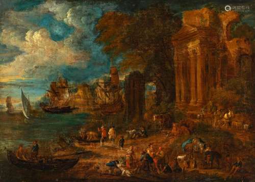 Dutch school of the 18th century."Landscape with ruins ...