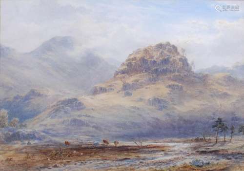 Edward Arden (1830-1909) Cattle grazing in a highland landsc...