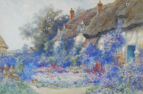 Richard Wane (British 1852 - 1904) Thatched Cottage with a g...