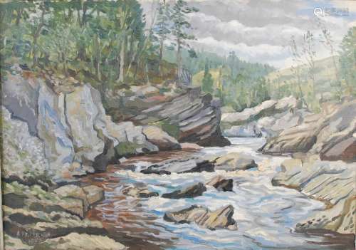 AR A. Paterson (20th century) Summer river landscape oil on ...