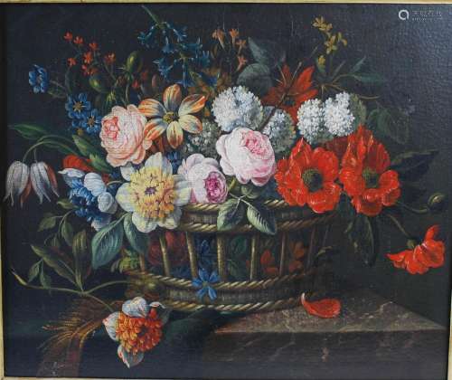 19th/ 20th century Dutch School Still life with a basket of ...