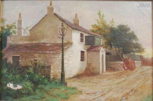 Maud Hollyer (1865-1938) Village cottage oil on canvas, sign...