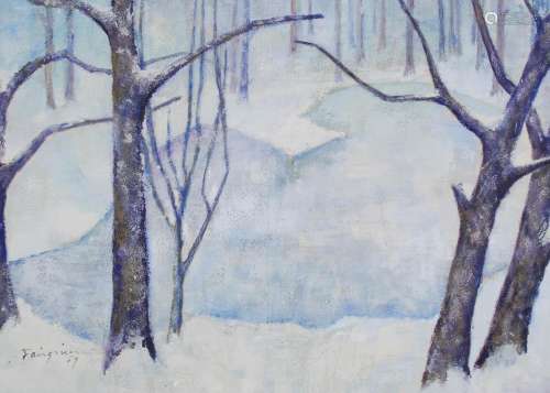 Fairgrieve (20th Century) Winter Woodland Landscape oil sign...