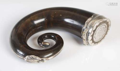 A handsome 18th/ early 19th century white metal mounted horn...