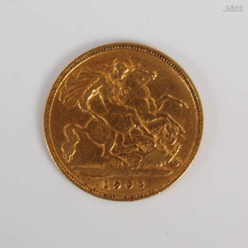 An Edward VII gold half sovereign, dated 1902.