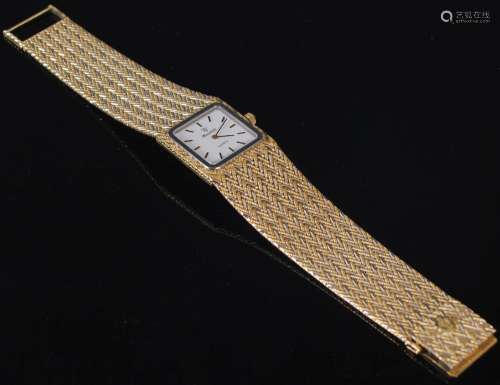 An 18ct gold Mouawad bracelet watch, the 1.7cm square dial w...