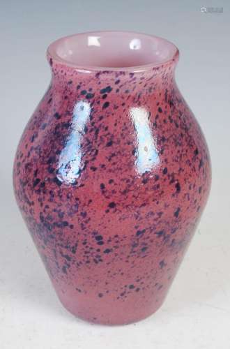A rare and early Monart stoneware vase, shape F, mottled pur...