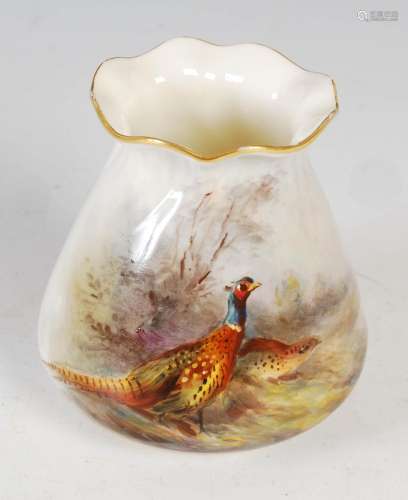 Royal Worcester vase decorated by James Stinton, dated 1921,...