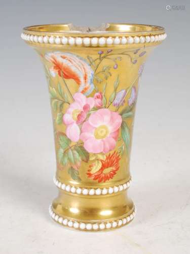 A 19th century hand-painted porcelain flower vase, with hand...
