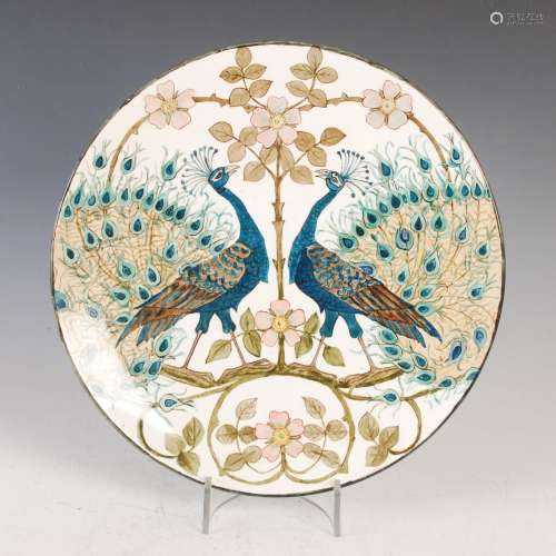 A Doulton Burslem hand painted pottery charger in the Arts &...