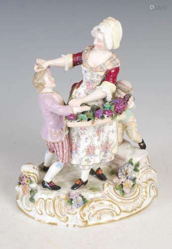 A late 19th/ early 20th century Dresden porcelain figure gro...