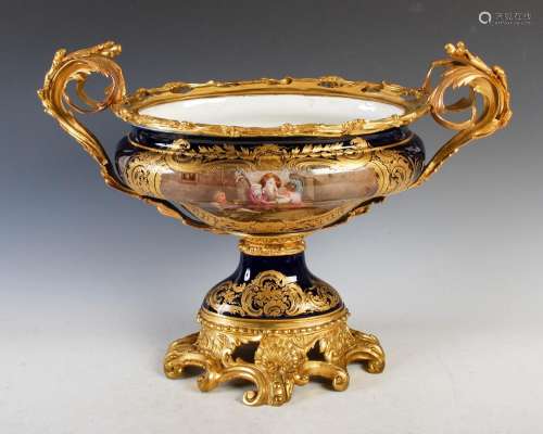 A late 19th/ early 20th century ormolu mounted Sevres style ...