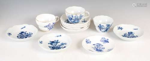 A group of Meissen blue and white porcelain comprising three...