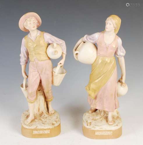 A pair of Royal Dux porcelain figures, modelled as male and ...