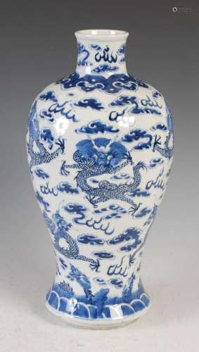 A Chinese blue and white porcelain meiping vase, Qing Dynast...