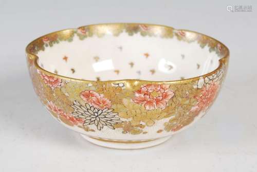 A Japanese Satsuma pottery bowl, Meiji Period, the interior ...