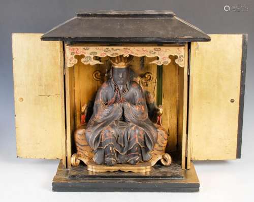 A 19th century Japanese carved wood and lacquer Zushi shrine...