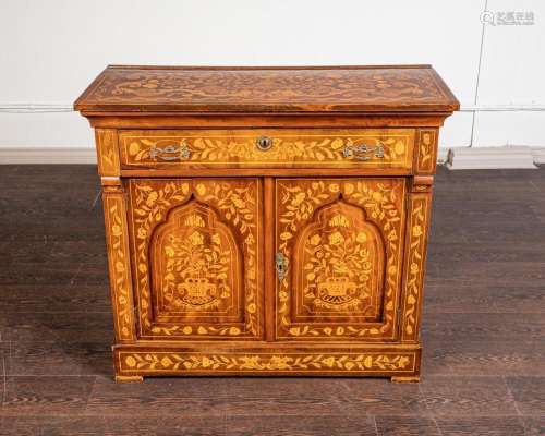 A Dutch mahogany and kingwood marquetry inlaid serving cabin...