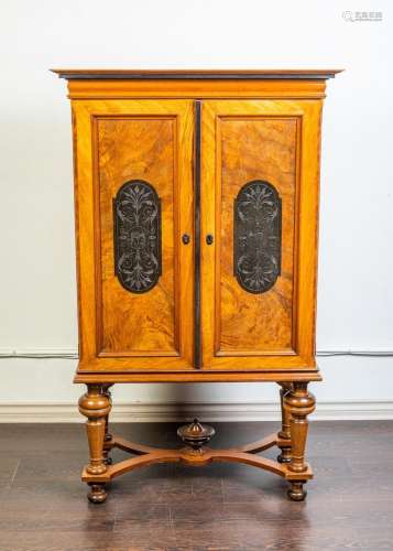 A 19th century Danish birch wood cabinet on stand, 59 1/2 x ...