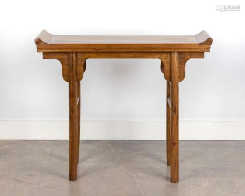 A Chinese hardwood narrow table, 35 x 40 x 12 in. (89 x 102 ...