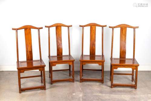 A set of four Chinese lamp-hanger style chairs,