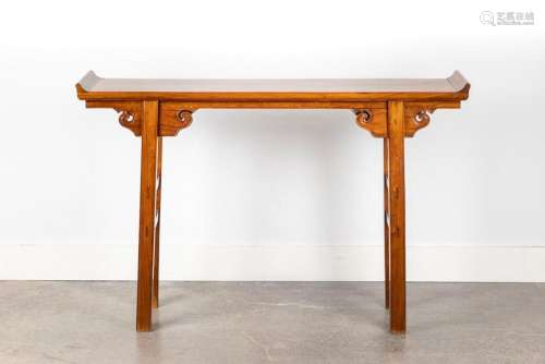 A Chinese hardwood narrow table, 34 1/2 x 51 1/4 x 11 in. (8...