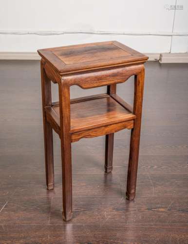 A Chinese hardwood occasional table with lower shelf, 30 3/4...