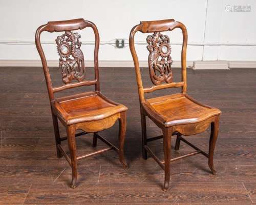 A pair of Chinese late Qing side chairs