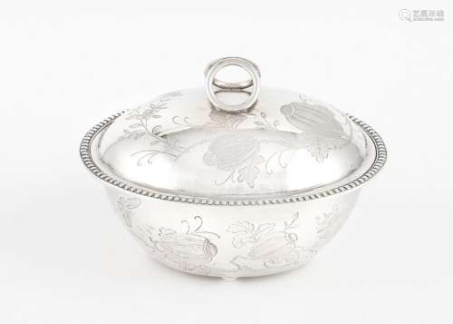 A Chinese oval silver bowl and cover