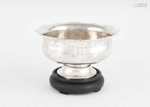 A Chinese silver punch bowl