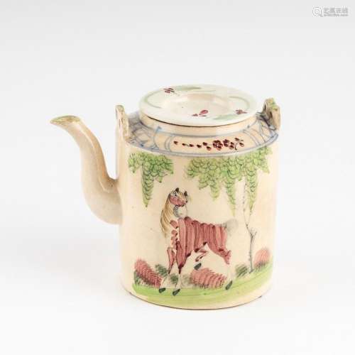 A Chinese polychrome crackled teapot