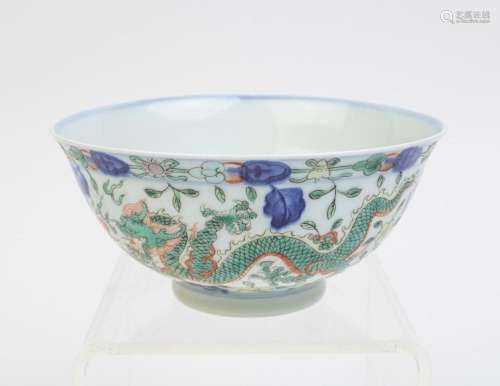 A Chinese polychrome decorated bowl, 3 x 6 1/8 in. (7.62 x 1...