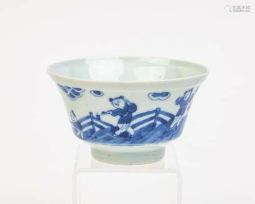 A Chinese blue and white bowl, 2 1/2 x 4 1/2 in. (6.35 x 11....