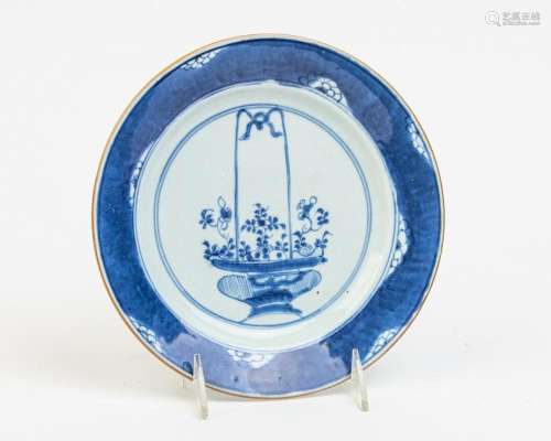 A Chinese Qing dynasty blue and white plate, 8 1/4 in. (20.9...