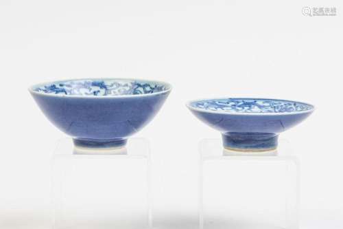 A Chinese blue glazed bowl, bowl: 1 7/8 x 4 1/4 in. (4.76 x ...