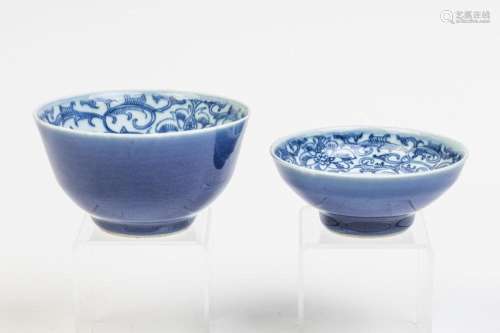 A Chinese Tongzhi blue glazed bowl, bowl: 2 1/4 x 4 7/8 in. ...