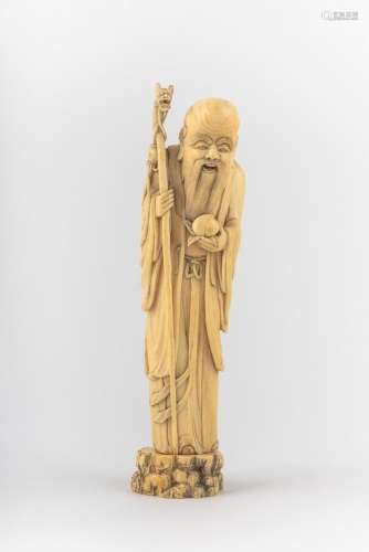 A Chinese late 19th or early 20th century carving of Shou La...