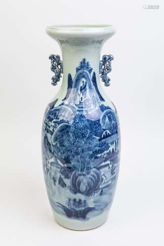 A Chinese blue and white baluster form vase,