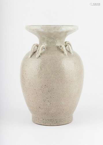 A Chinese grey stoneware baluster form vase, 12 1/4 in. (31 ...