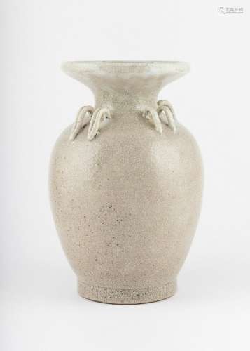 A Chinese grey stoneware baluster form vase, 12 1/4 in. (31 ...