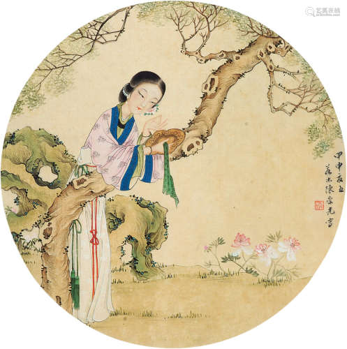 1838～1896 陈崇光 1884年作 人物 设色绢本 立轴