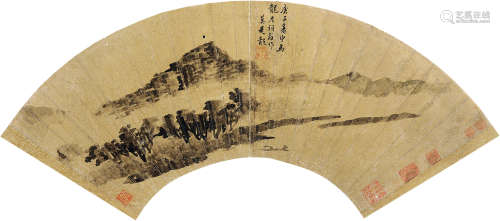 1537—1587 莫是龙  溪山图 水墨纸本 扇片