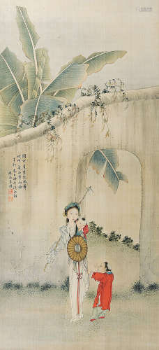 1764～1821 姜埙  蕉园雨锄 设色绢本 条屏