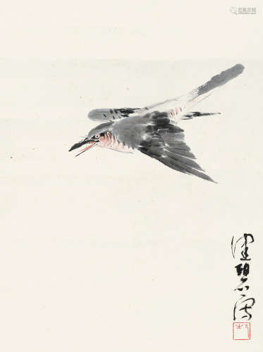 1922～2020 陈佩秋  飞鸟 设色纸本 镜片