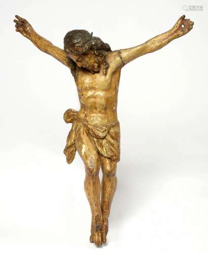 "Christ en croix" en bois sculpté, polychromé et d...