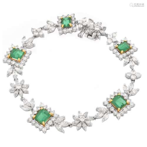 Emerald, Diamond and 18K Bracelet